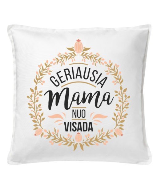Dekoratyvinė pagalvėlė „Geriausia mama“ 50 cm, balta su spauda