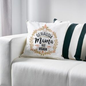 Dekoratyvinė pagalvėlė „Geriausia mama“ 50 cm, balta su spauda