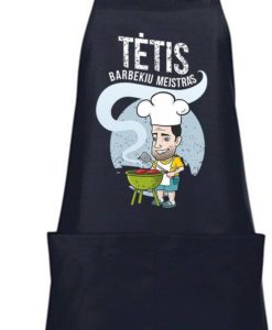 Universali, ilga prijuostė su spauda „Tėtis barbekiu meistras” Universali, ilga prijuostė su spauda