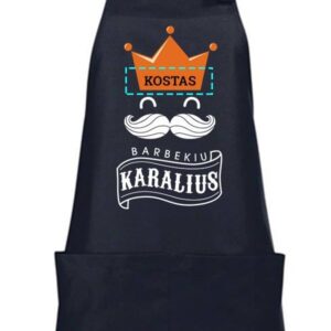 Universali prijuostė su spauda „Barbekiu karalius“. Unikali, personalizuota dovana.