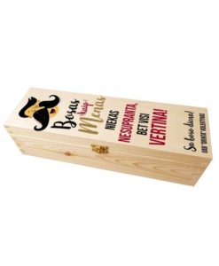 Medinė vyno dėžė su spauda "Bosas kaip menas"