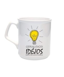 Baltas keraminis puodelis "Idėjos"