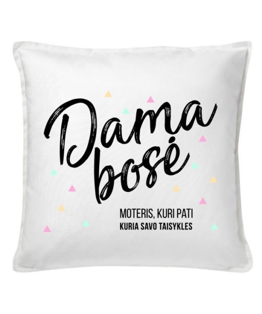 Dekoratyvinė pagalvėlė „Dama bosė“ 50 cm, balta