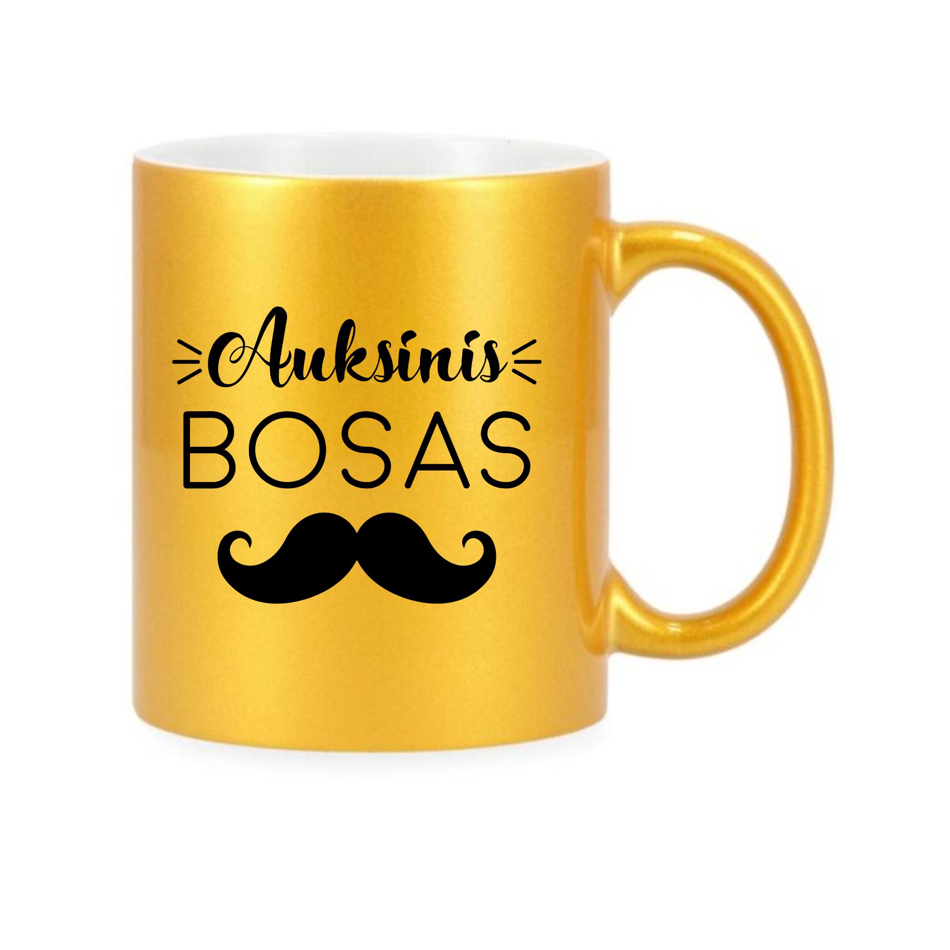 Blizgaus paviršiaus puodelis Auksinis bosas