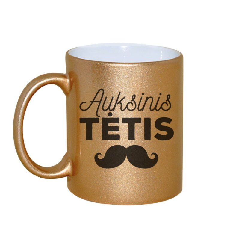 blizgaus pavirsiaus puodelis auksinis tetis, puodelis teciui, dovana teciui, dovana tecio dienai, dovana tecio dienos proga, dovana teveliui, dovana tevo dienai, dovana tevo dienos proga, puodelis su spauda, puodelis su uzrasu, auksinis puodelis
