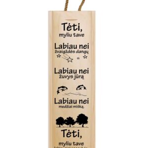 Vertikali medinė vyno dėžė „Tėti, myliu tave“