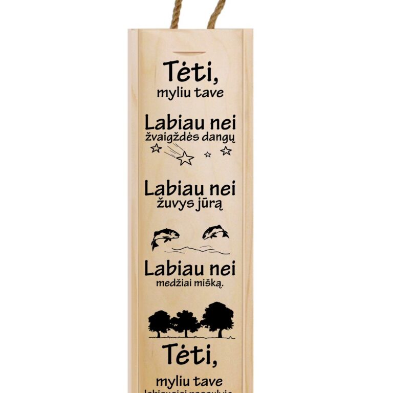 Vertikali medinė vyno dėžė „Tėti, myliu tave“
