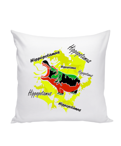 Dekoratyvinė medvilninė pagalvėlė "Hippopotamus Yellow" 40 cm, Manodovanos.lt, susikurkite savo dovaną