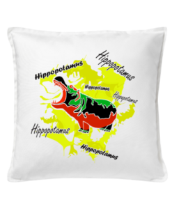 Dekoratyvinė medvilninė pagalvėlė "Hippopotamus Yellow" 50 cm, Manodovanos.lt, susikurkite savo dovaną