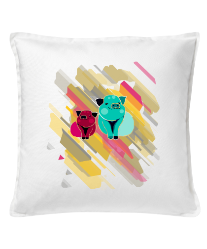 Dekoratyvinė medvilninė pagalvėlė "Pigs In Rainbow" 50 cm, Manodovanos.lt, susikurkite savo dovaną