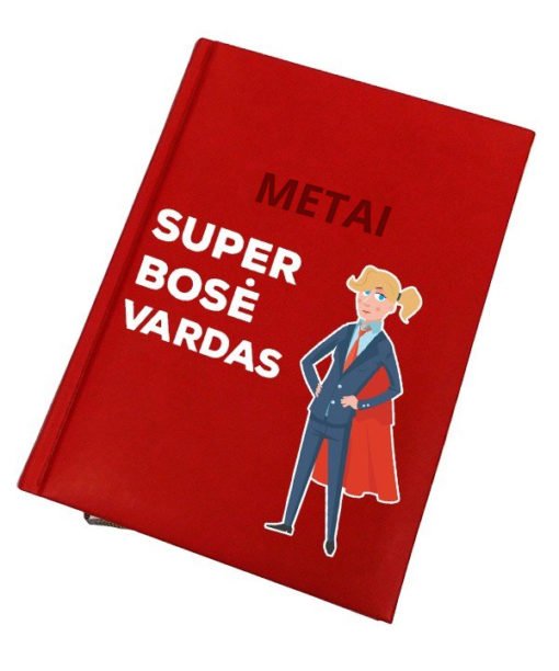 raudona darbo knyga kalendorius su spauda Super bosė