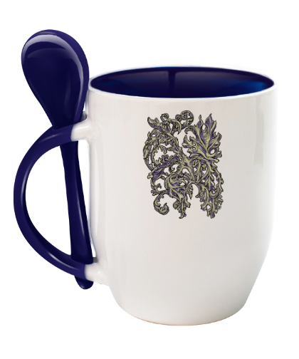 Elegantiškas puodelis su šaukšteliu "Floral Ornaments" 325 ml, Manodovanos.lt, susikurkite savo dovaną