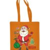 Oranžinis medžiaginis krepšys su kalėdine spauda Labas Kalėdoms