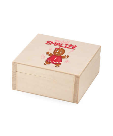 Maža medinė su kalėdine spauda dėžutė Mažoji smaližė