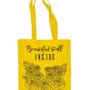 Geltonas medžiaginis pirkinių krepšys moterims Gėris