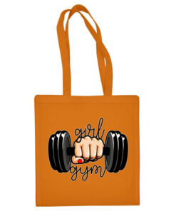 Oranžinis medžiaginis pirkinių krepšys moterims Sportininkė