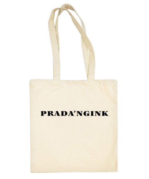 Kreminis medžiaginis pirkinių krepšys moterims Prada