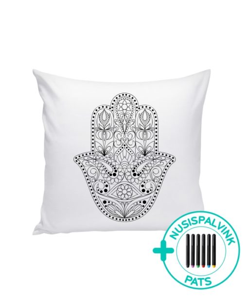 Balta dekoratyvinė pagalvėlė spalvinimui Ornamentika