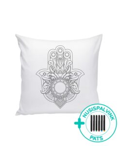 Balta dekoratyvinė pagalvėlė spalvinimui Mandala