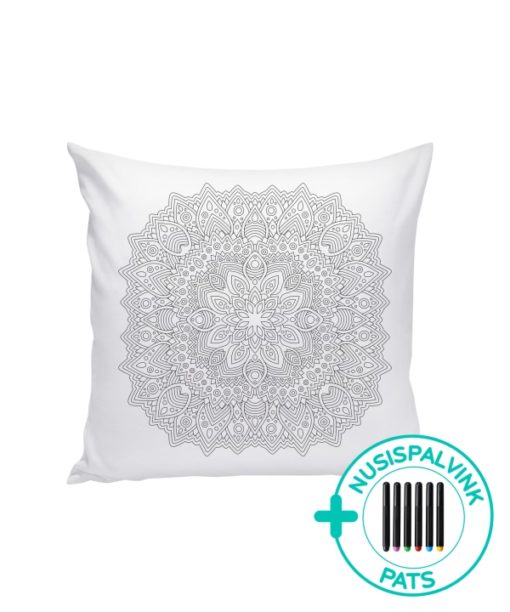 Balta dekoratyvinė pagalvėlė spalvinimui Mozaika