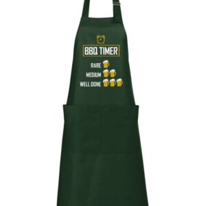 Tamsiai žalia ilga su kišenėmis prijuostė BBQ timer