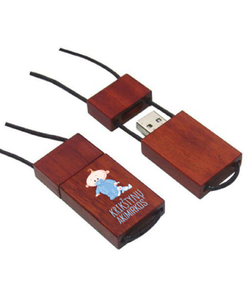 Medinė USB laikmena su virvute pakabinimui Berniukas