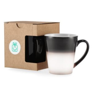 Magiškas puodelis „Latte Magija“ 360 ml Juodas magiškas latte kavos puodelis
