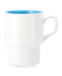 Baltas puodelis žydru vidumi