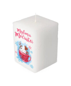 Balta kvadratinė žvakė kalėdoms Mylimai močiutei
