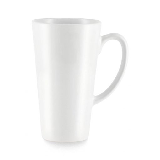 Didelis baltas latte puodelis su norima spauda Latte didysis