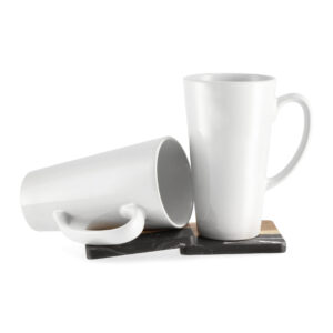 Latte kavos puodelis Latte didysis 500 ml Didelis baltas latte puodelis su norima spauda Latte didysis