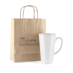 Latte kavos puodelis Latte didysis 500 ml Didelis baltas latte puodelis su norima spauda Latte didysis