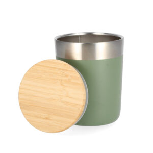 termo-puodelis-su-bambuko-dangteliu Nerūdijančio plieno žalsvos spalvos geetuvė Bamboo