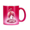 Rožinis magiškas keraminis puodelis Flamingai
