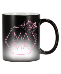 Juodas magiškas keraminis puodelis Mama