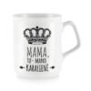 Baltas keraminis puodelis kavai Mama karalienė