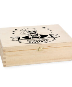 Didelė ir talpi natūralios medienos dėžė su spauda bernvakariui Kaltininko rinkinys