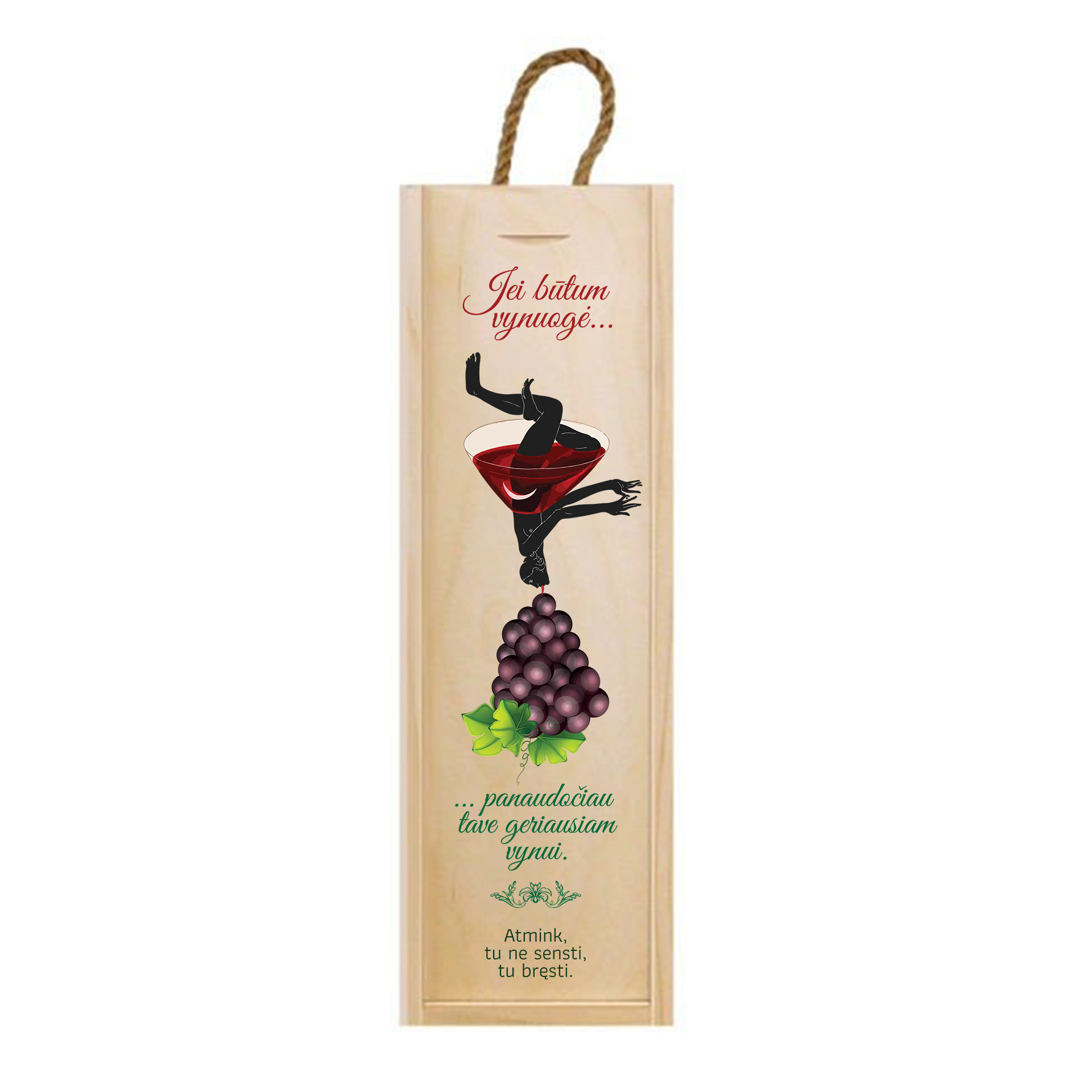 Natūralios medžio spalvos dėžė buteliams Branda