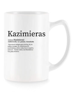Baltas universalus puodelis su vardo improvizacija Kazimieras