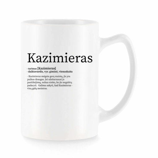 Baltas universalus puodelis su vardo improvizacija Kazimieras