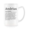 Baltas universalus puodelis su vardo improvizacija Andrius