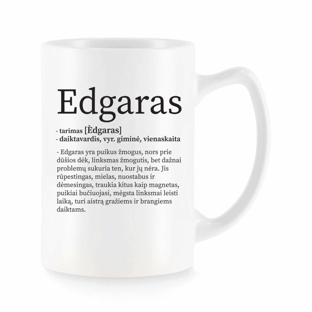 Baltas universalus puodelis su vardo improvizacija Edgaras