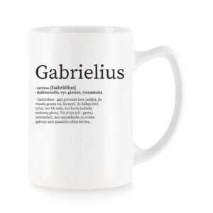 Baltas universalus puodelis su vardo improvizacija Gabrielius