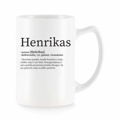Baltas universalus puodelis su vardo improvizacija Henrikas