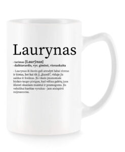 Baltas universalus puodelis su vardo improvizacija Laurynas