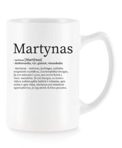 Baltas universalus puodelis su vardo improvizacija Martynas