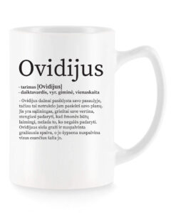 Baltas universalus puodelis su vardo improvizacija Ovidijus