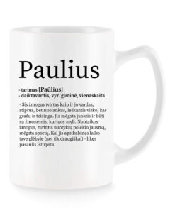 Baltas universalus puodelis su vardo improvizacija Paulius