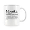 Baltas universalus puodelis su vardo improvizacija Monika
