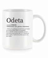 Baltas universalus puodelis su vardo improvizacija Odeta